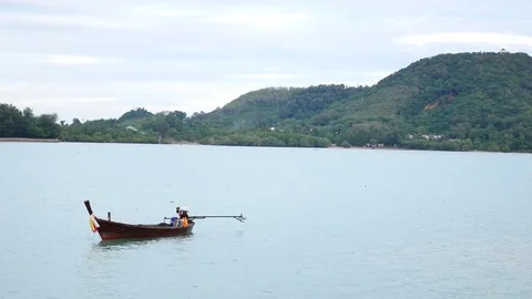 Long-tail boat 02 Stock Footage 69788368