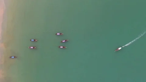 Long-tail boat Birds eye view Stock Footage 83664557