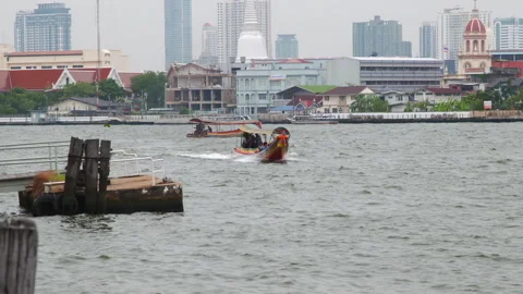 Long tail boat Stock Footage 280222578