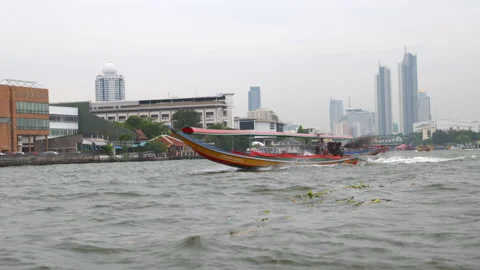 Long tail boat on river Stock Footage 280175862