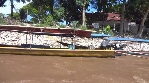 Long tail boat sailing in the river in Thailand 스톡 동영상 46348809