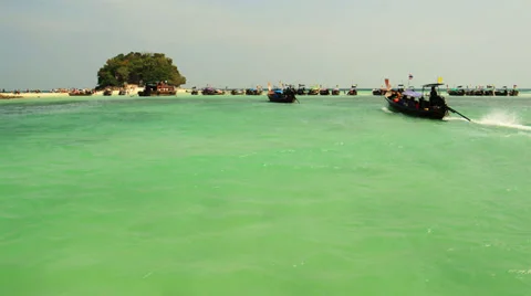 On a  Long-tail boat tour, a tourist route Coast of Krabi, Thailand. Stock Footage 38325502