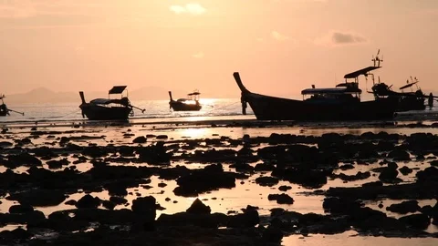 Long tail Boats Stock Footage 81619880