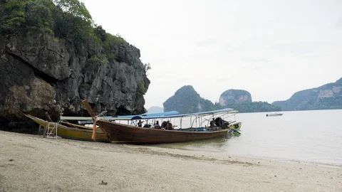 Long-Tail Boats, Phang Nga, Thailand Stock-Footage 95735341