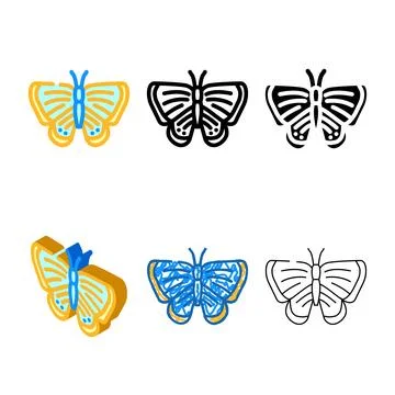 Long tailed blue spring color icon vector diversity Stock Illustration