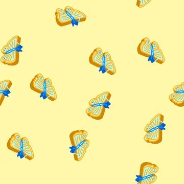 Long tailed blue spring isometric icon seamless pattern Stock Illustration