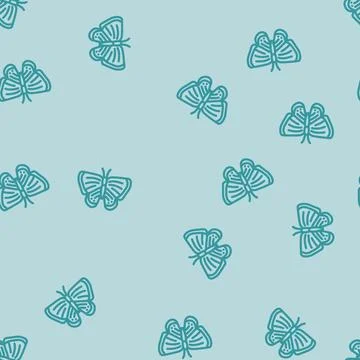 Long tailed blue spring line vector seamless pattern Illustrazione stock