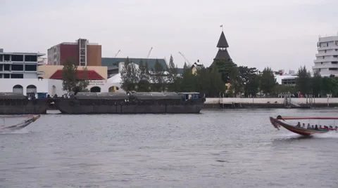 Long-tailed boat Stock Footage 41455462