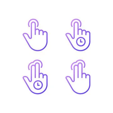 Long tap gradient linear vector icons set Stock Illustration