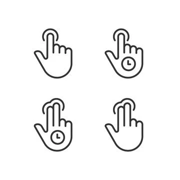 Long tap pixel perfect linear icons set Stock Illustration