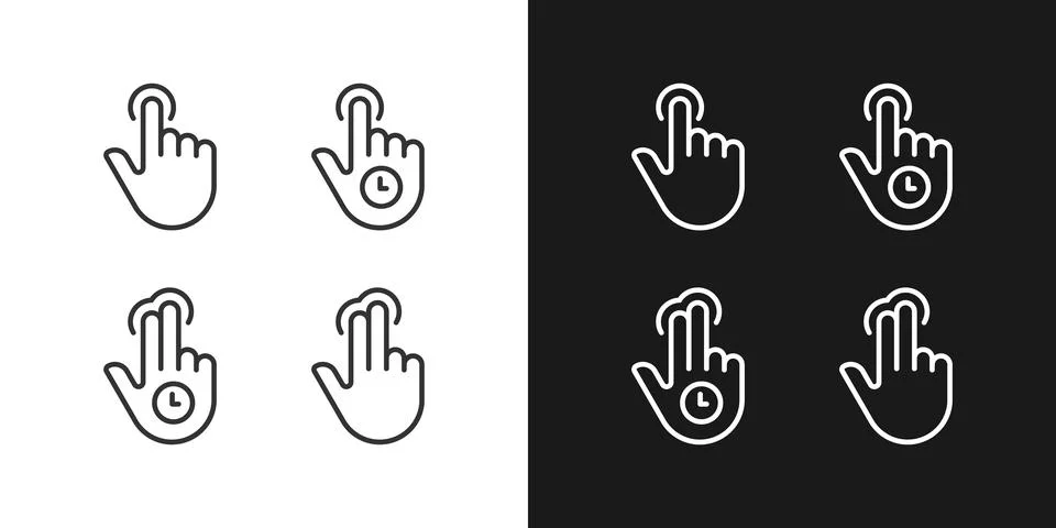 Long tap pixel perfect linear icons set for dark, light mode Stock Illustration