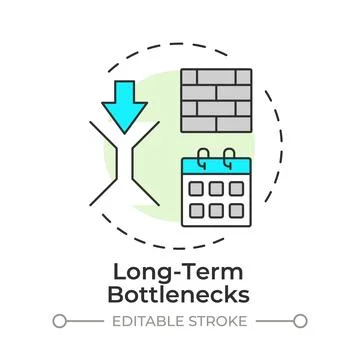 Long term bottlenecks flat linear concept icon Stock Illustration
