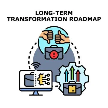 Long term business transformation roadmap planning and execution Stock Illustration