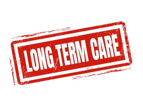 Long term care red stamp style Illustrazione stock
