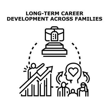 Long term career development influencing family well being 库存插图