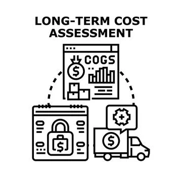 Long term cost assessment planning and analyzing concept Stock Illustration