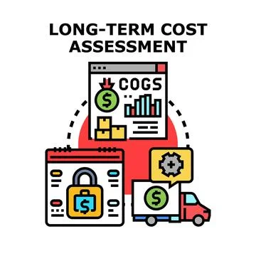 Long term cost assessment planning and analyzing concept Stock Illustration