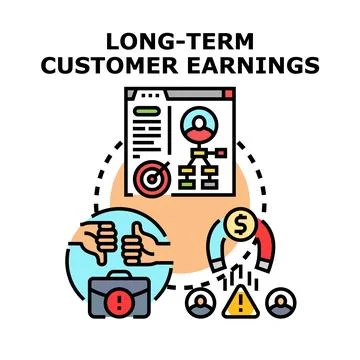 Long term customer earnings increasing business value and profit Stock Illustration
