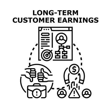 Long term customer earnings increasing business value and profit Stock Illustration