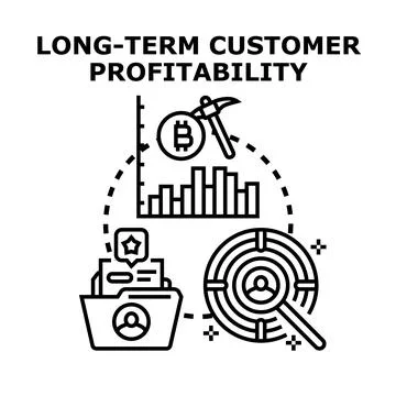 Long term customer profitability analytics and business strategy Illustrazione stock