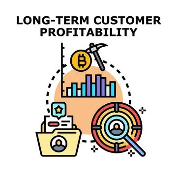 Long term customer profitability analytics and business strategy Stock Illustration
