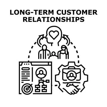 Long term customer relationships concept developing brand loyalty Ilustração Stock