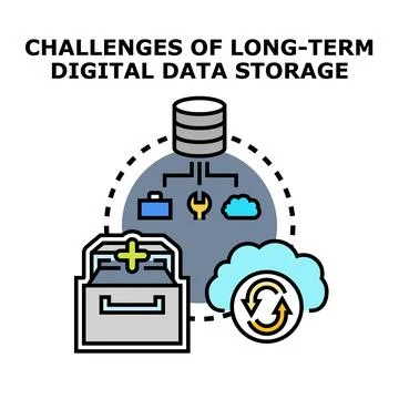 Long term digital data storage challenges illustration Stock Illustration