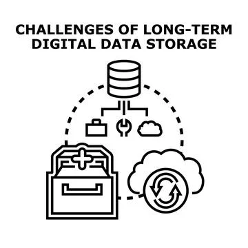 Long term digital data storage challenges illustration Stock Illustration