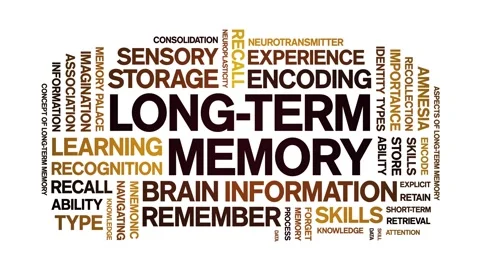 Long-Term Memory animated word cloud,animation tag kinetic typography loop. Video stock 318312290