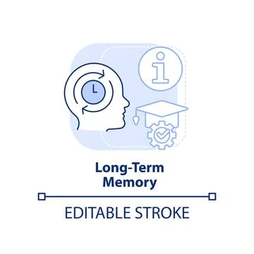 Long-term memory light blue concept icon Stock Illustration