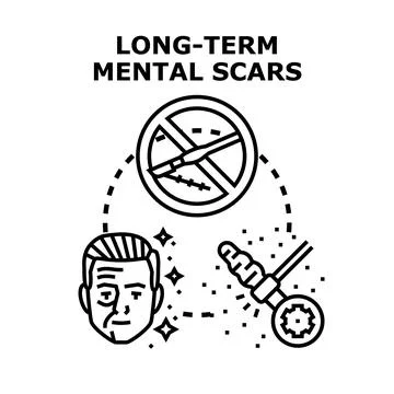 Long term mental scars concept of trauma recovery Stock Illustration