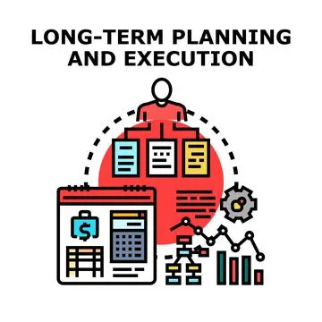 Long term planning and execution strategy development Stock Illustration