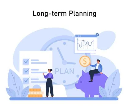 Long-term Planning concept. Highlights the importance of strategic foresight Stock Illustration