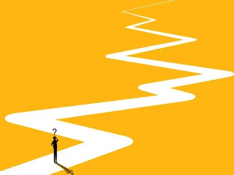 Long term problems. Businessmen on a complex path Stock-Illustration