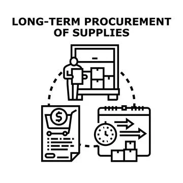 Long term procurement of supplies management logistics icon Stock Illustration