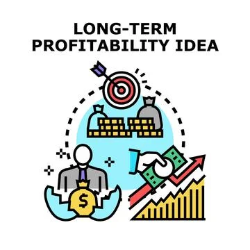 Long term profitability idea, business strategy achieving financial goals Stock Illustration