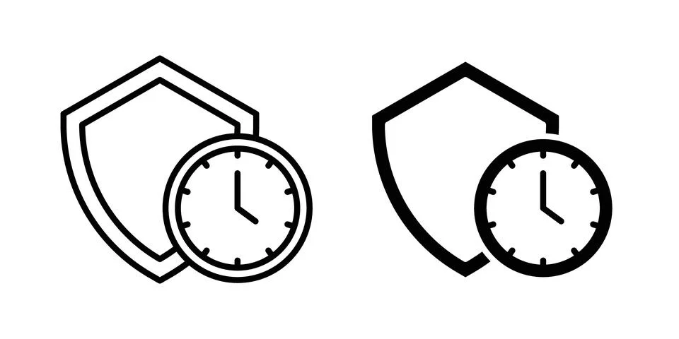 Long term protection icon solid, line, and editable vector set. Stock Illustration