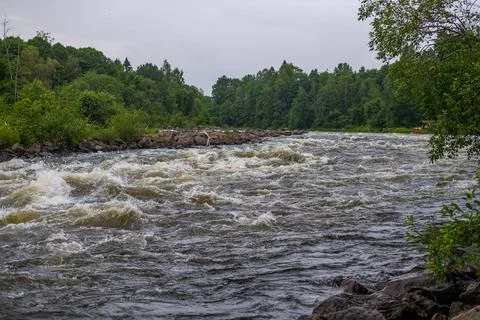 Long-term recordings on the Lgen river  near Larvik in Norway where fishermen Stock Photos