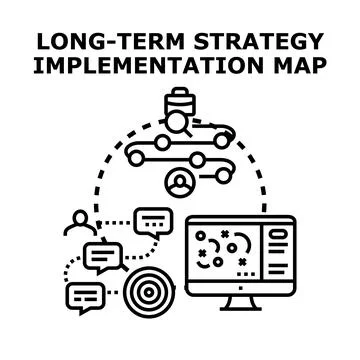 Long term strategy implementation map visualizing business success Stock-Illustration