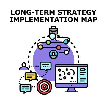 Long term strategy implementation map visualizing business success Stock Illustration