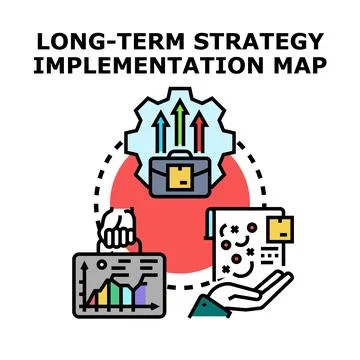 Long term strategy implementation map planning business process Stock Illustration