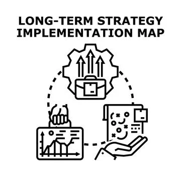 Long term strategy implementation map planning business process Illustration