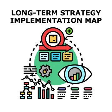 Long term strategy implementation mapping and business development Stock Illustration