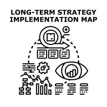 Long term strategy implementation mapping and business development Stock Illustration