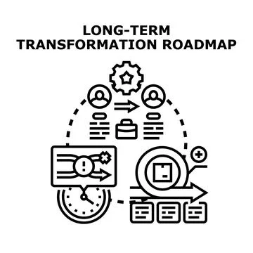 Long term transformation roadmap development strategy planning Stock Illustration