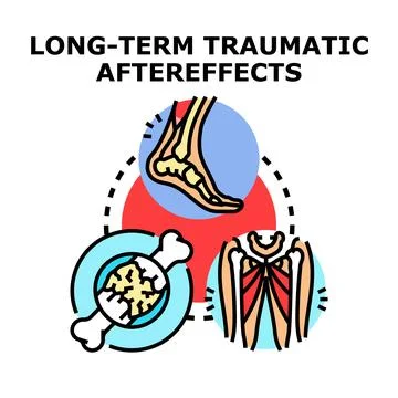 Long term traumatic aftereffects impacting human body health Stock Illustration
