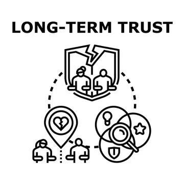 Long term trust building and relationship failure concept Stock Illustration