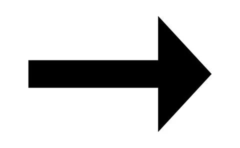 Long thin shaft black arrow, Elongated pointer graphic symbol, Linear right f Ilustración de archivo