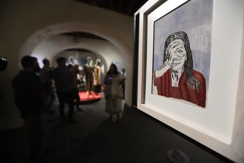 'A long thread', life and work of a Mexican embroiderer Elena Martinez Bolio of  写真素材