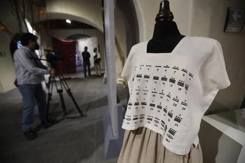 'A long thread', life and work of a Mexican embroiderer Elena Martinez Bolio of  Stock Photos